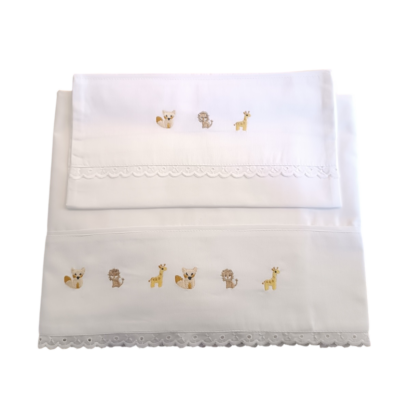 Jogo De Lençol Bordado Safari