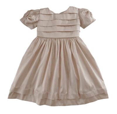 Vestido Pregas Manga Laço
