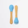 Kit Talheres Bambu e Silicone
