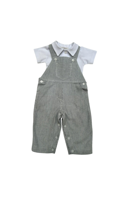 Jardineira Listrado Bolso Bico