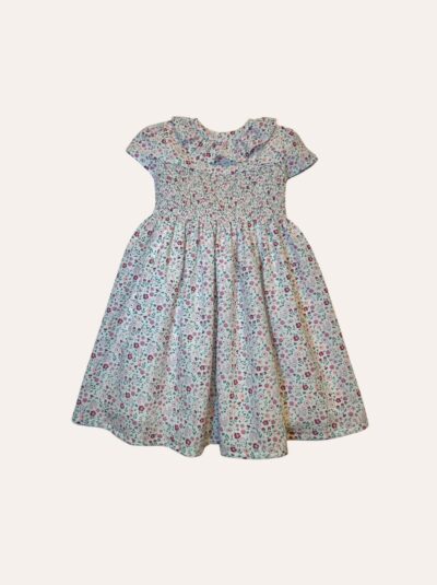 Vestido Laura Gola Babado Floral Lilás