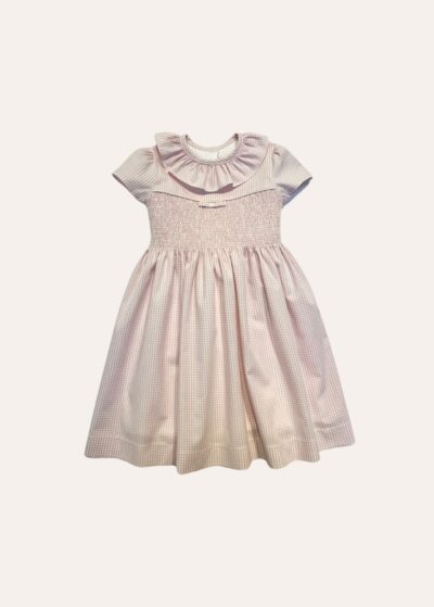 Vestido Laura Gola Babado Xadrez Rosa