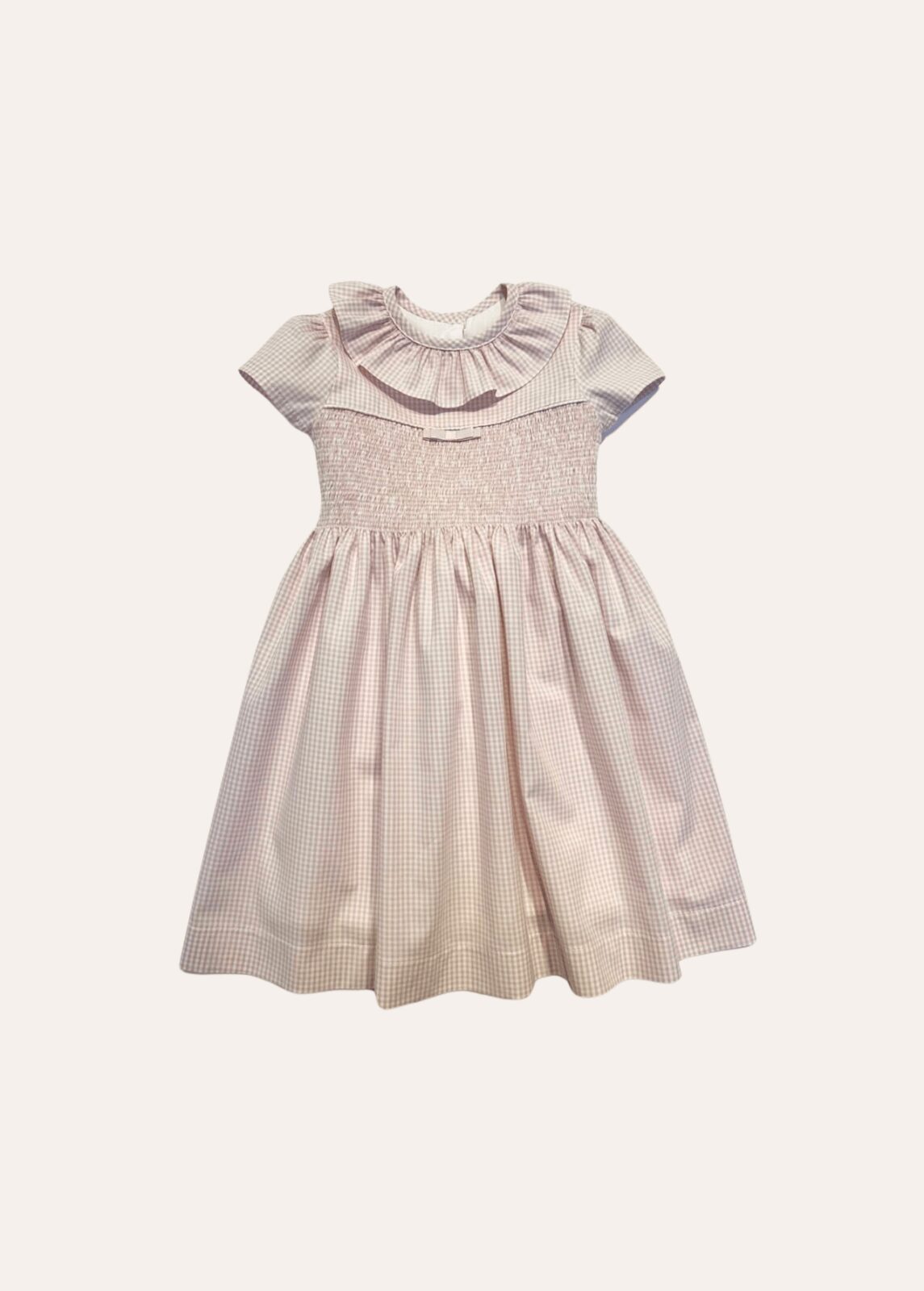 Vestido Laura Gola Babado Xadrez Rosa