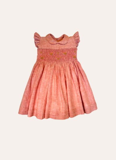Vestido Faixa Smok Aquarelado Laranja