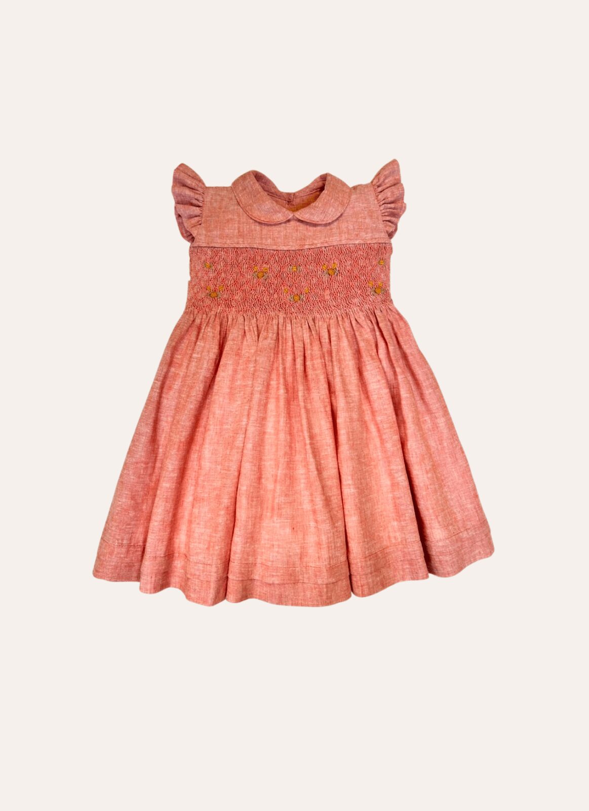Vestido Faixa Smok Aquarelado Laranja