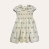 Vestido Laura Gola Babado Floral Bege