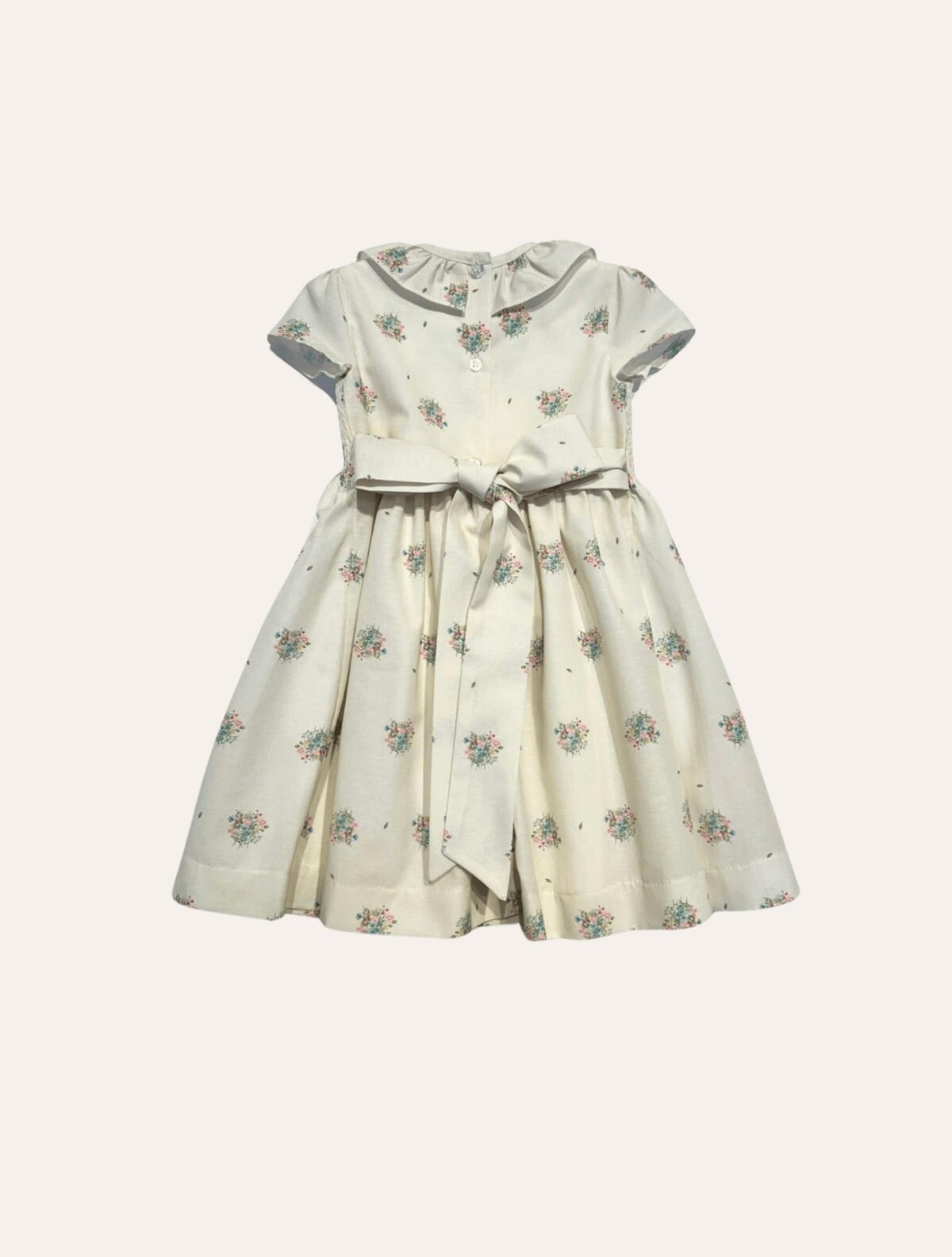 Vestido Laura Gola Babado Floral Bege - Imagem 3