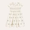Vestido Laura Gola Babado Floral Bege