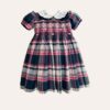Vestido Smok Xadrez Marinho com Pink