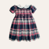 Vestido Smok Xadrez Marinho c/ Pink