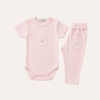 Conjunto Body Manga Curta Patas Rosa