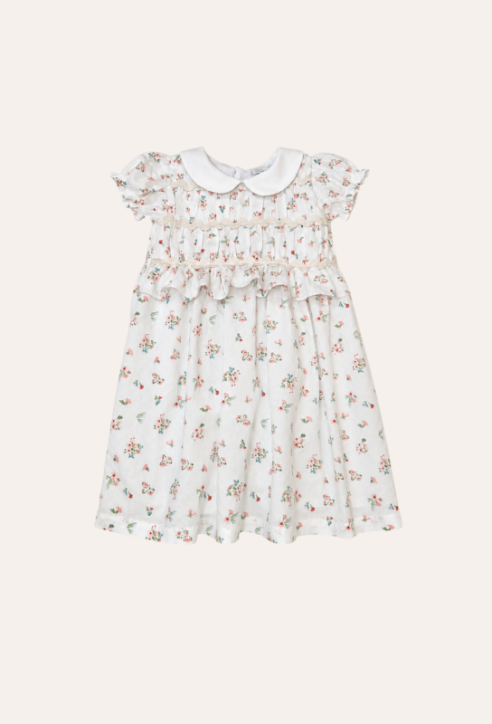 Vestido Sianinha Floral Pétalas  Cru