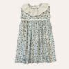 Vestido Ponto Palito Flores Azul