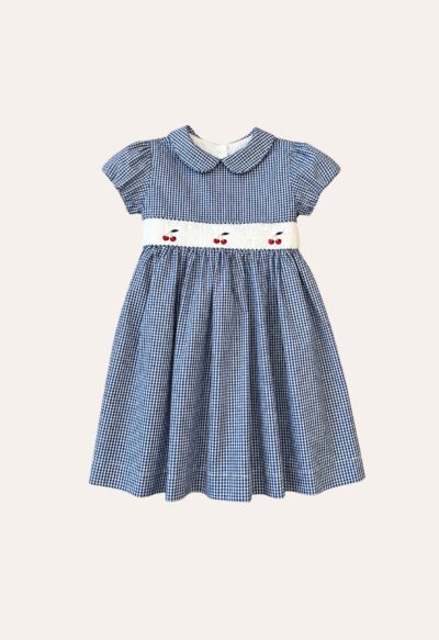 Vestido Faixa Smok Xadrez Marinho