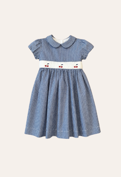 Vestido Faixa Smok Xadrez Marinho