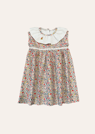 Vestido Ponto Palito Floral Vermenho