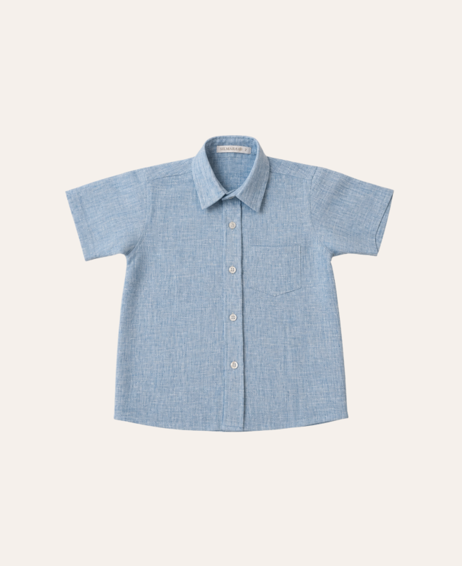 Camisa m/c com bolso azul