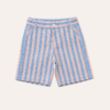 Bermuda bolso faca lapela bumbum azul c/ laranja