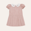Vestido Xadrez Saia Pregas Rosa