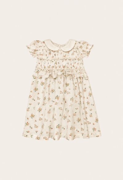 Vestido Sianinha Floral Pétalas  Cru