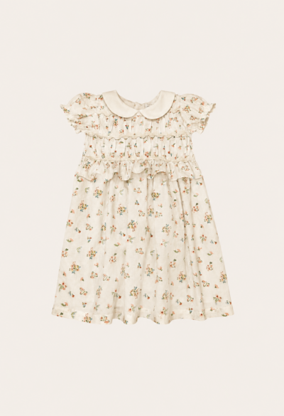 Vestido Sianinha Floral Pétalas  Cru