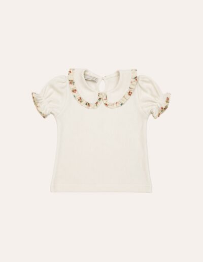 Camiseta Babadinho Floral Pétalas Cru