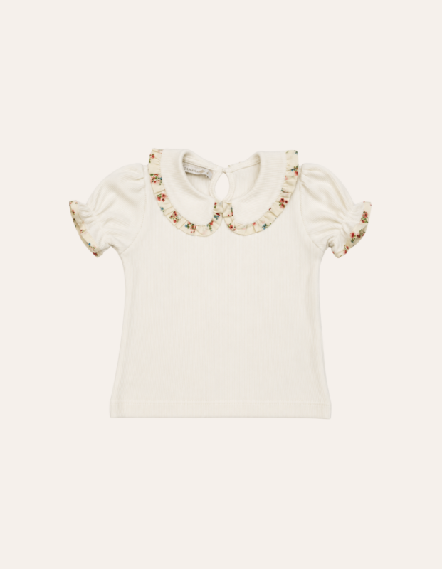 Camiseta Babadinho Floral Pétalas Cru
