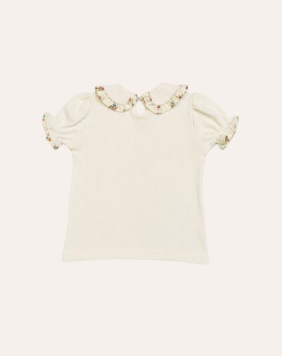 Camiseta Babadinho Floral Pétalas Cru - Imagem 3
