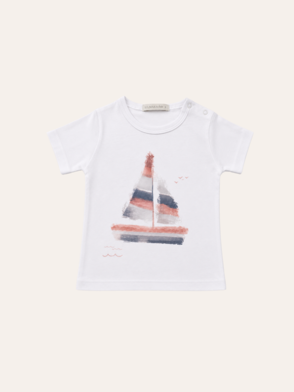Camiseta Barco Aquarela Branco