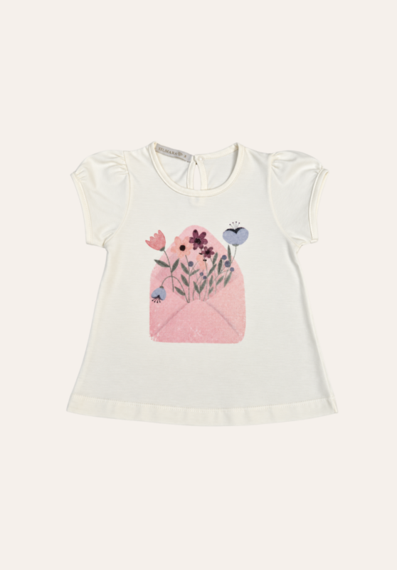 Camiseta Carta Flores Cru