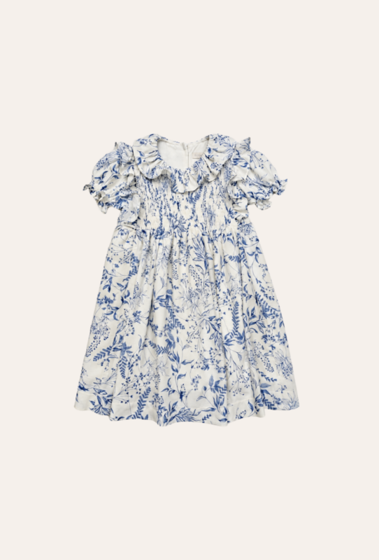 Vestido Lastex Floral Pássaros Azul