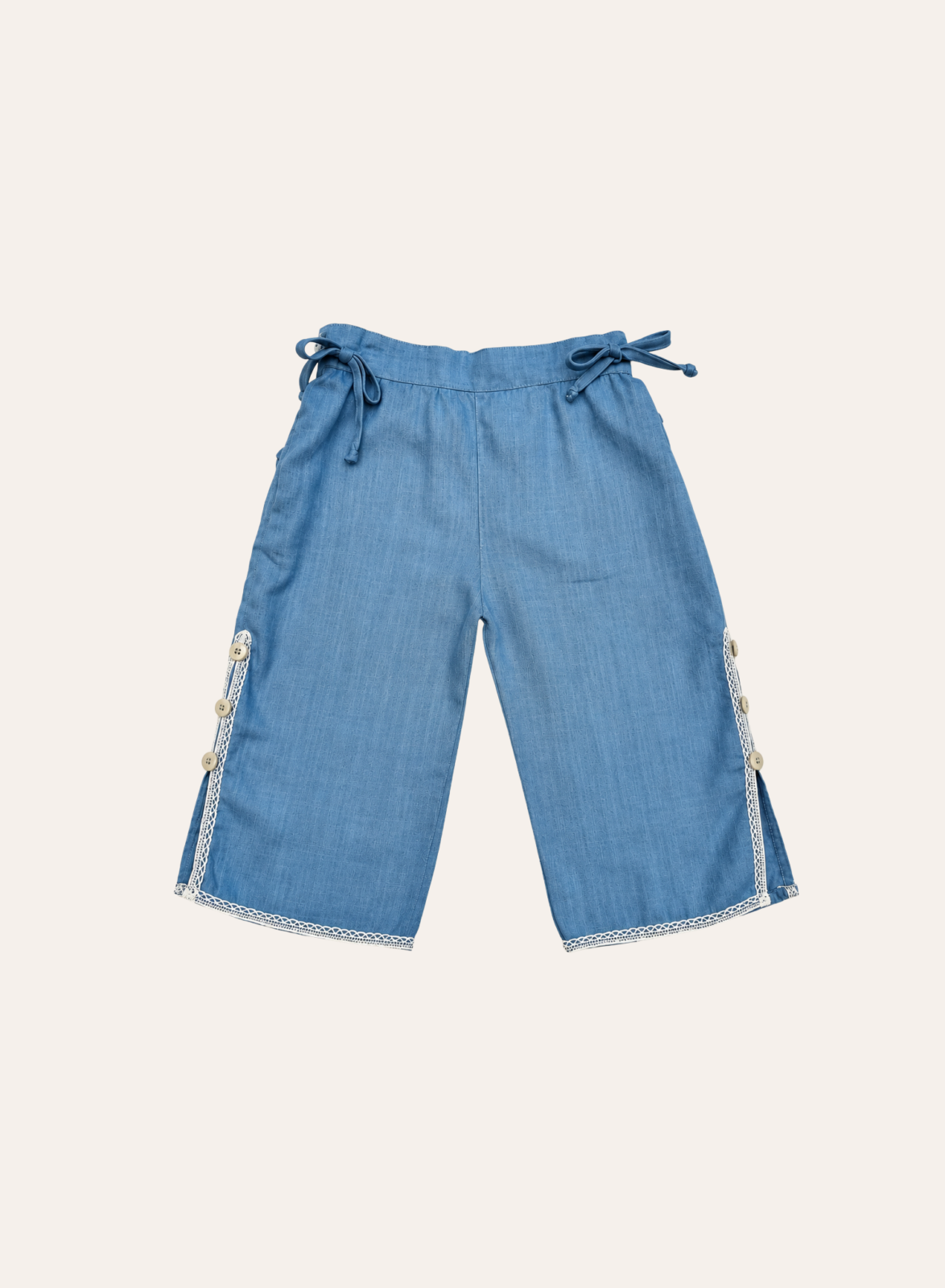 Calça Pescador Renda Azul Jeans