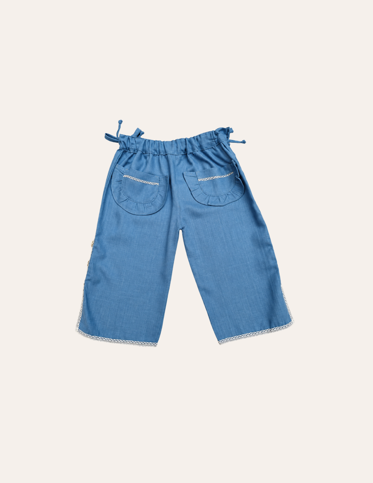 Calça Pescador Renda Azul Jeans - Imagem 5