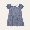 Vestido Xadrez Saia Pregas Azul