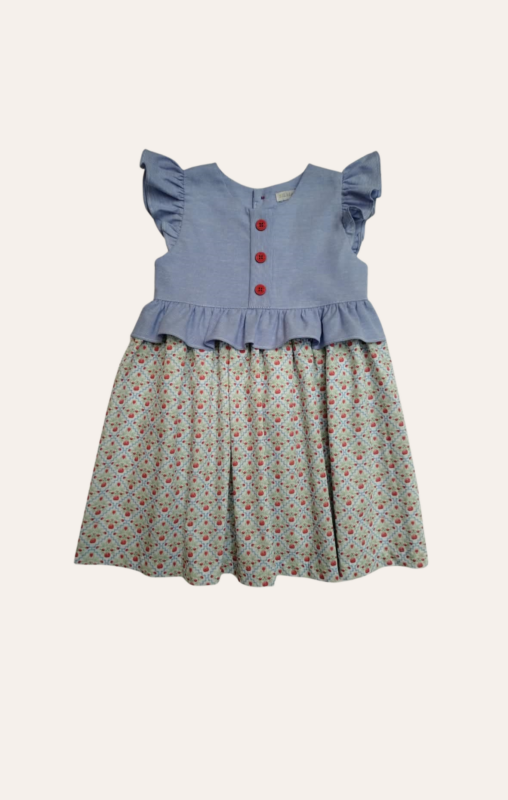 Vestido Floral Tulipa Azul Jeans