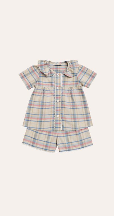 Pijama Curto Xadrez Rosa