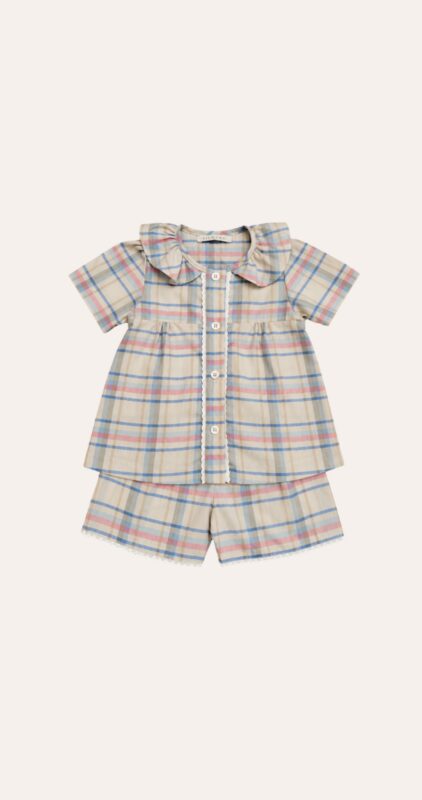 Pijama Curto Xadrez Rosa