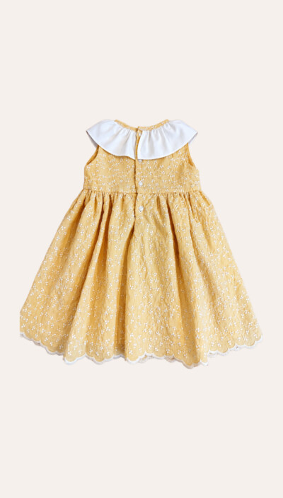 Vestido Gola Babado Amarelo - Imagem 3