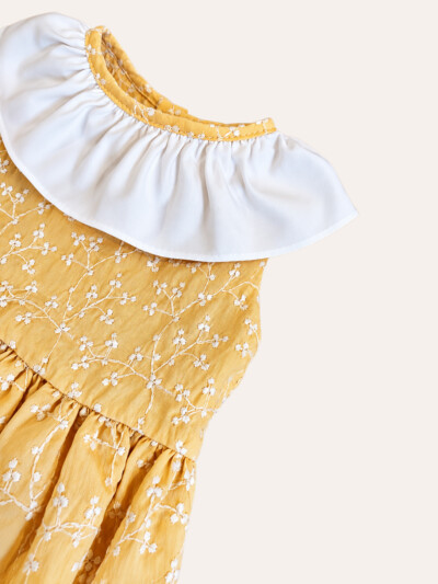 Vestido Gola Babado Amarelo - Imagem 2