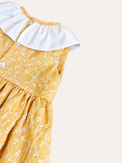 Vestido Gola Babado Amarelo - Imagem 4